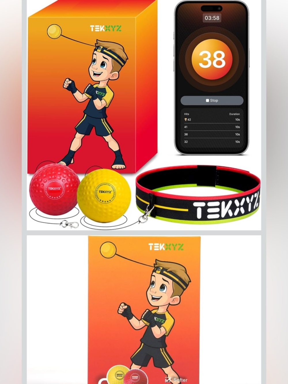 Kids Reflex Ball Training Set - Red & Yellow
